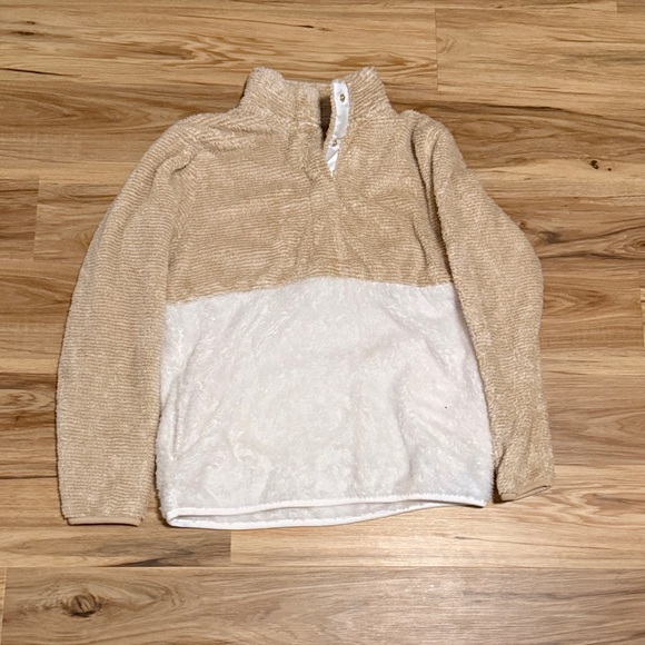 Boxercraft Tan and White Women's Turtleneck Sweater - Picture 3 of 3